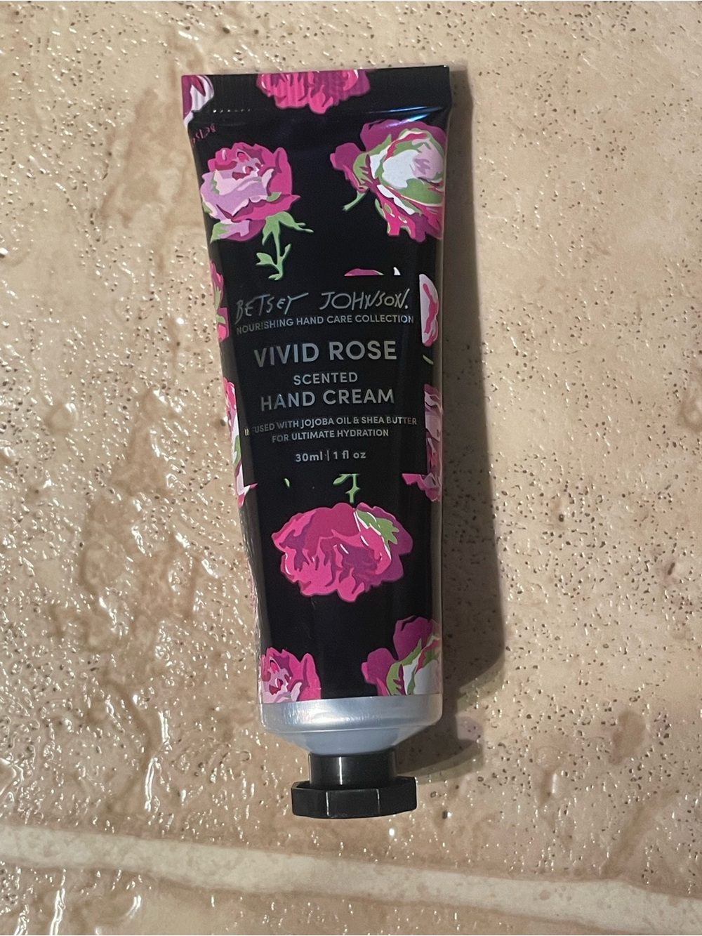 Betsey Johnson Vivid Rose Hand Cream - Black & Pink Floral Tube